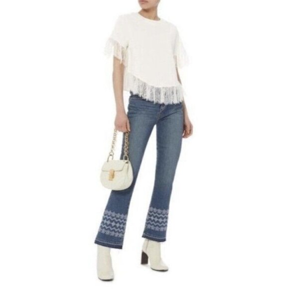 Derek Lam Womens Jane Mid Rise Flip Flop Flared Jeans Blue Size 26 - Picture 1 of 13